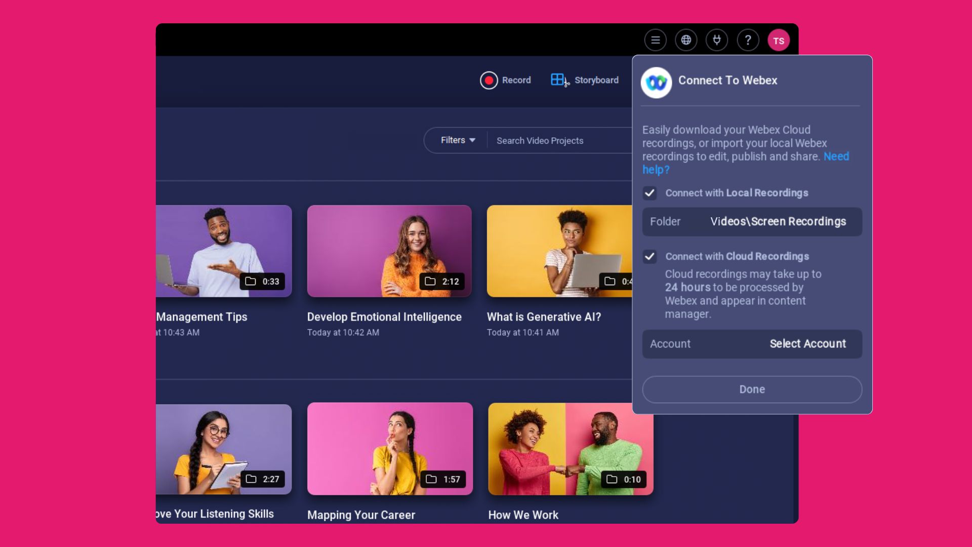 Webex Video Editor
