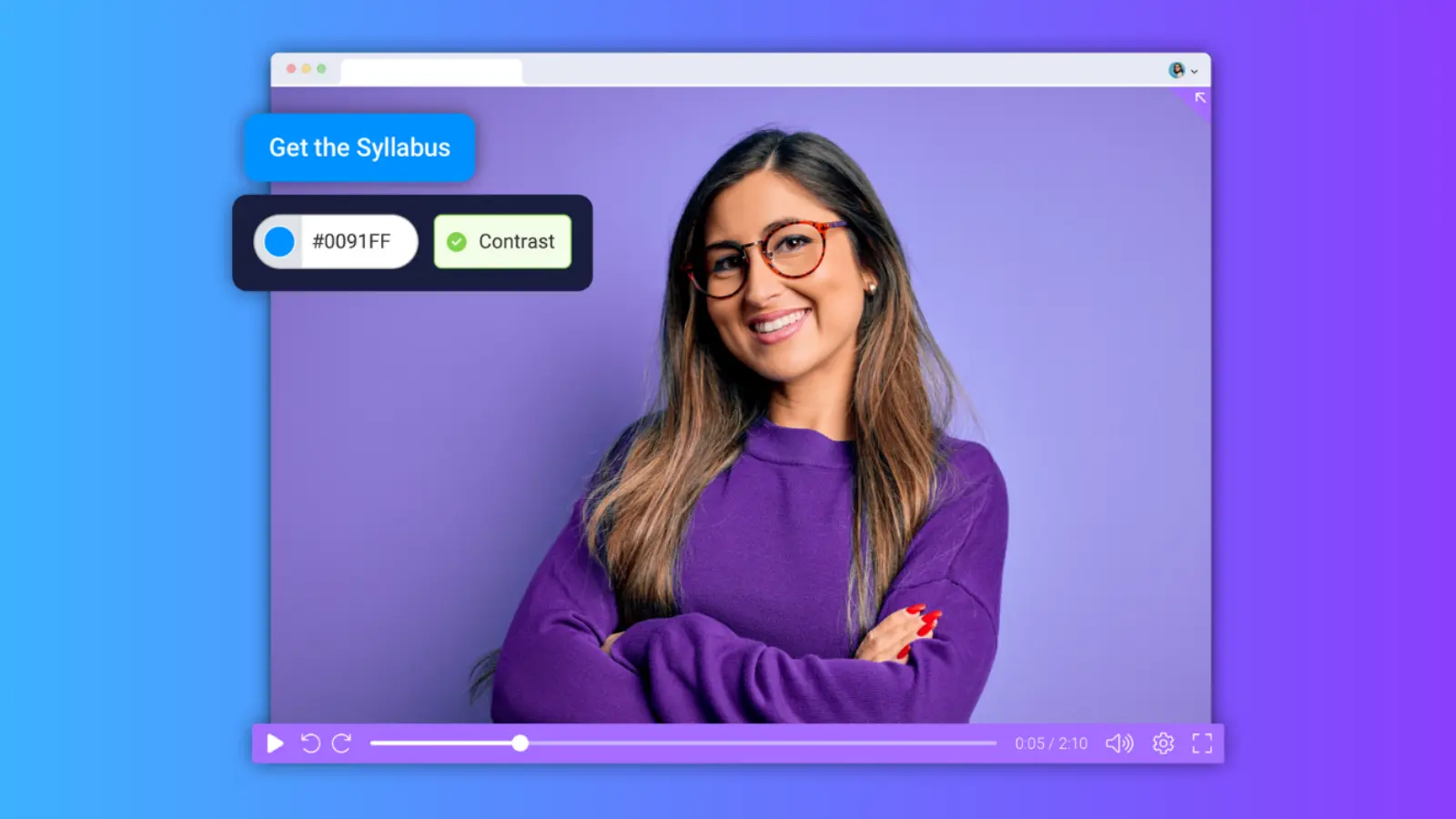 508 compliant video player with accessible color contrast