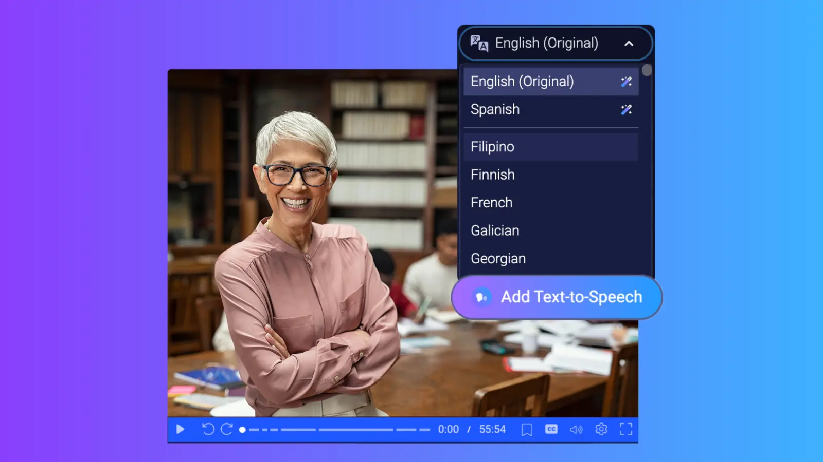 translate videos with AI text to speech