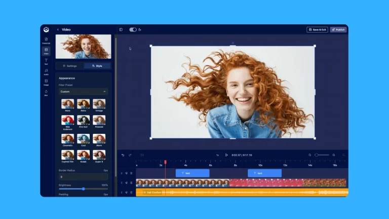 online video editor showing video effects menu