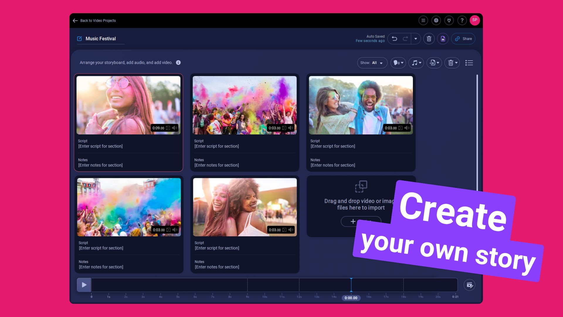 Start from a storyboard or script