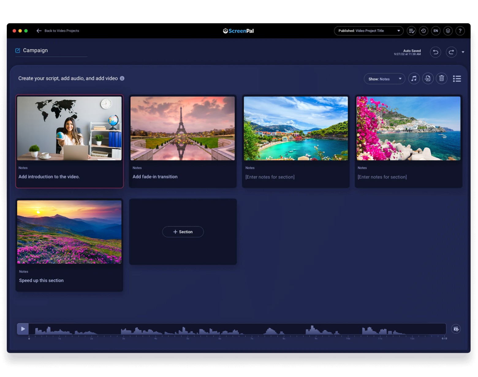 Create marketing videos with storyboards