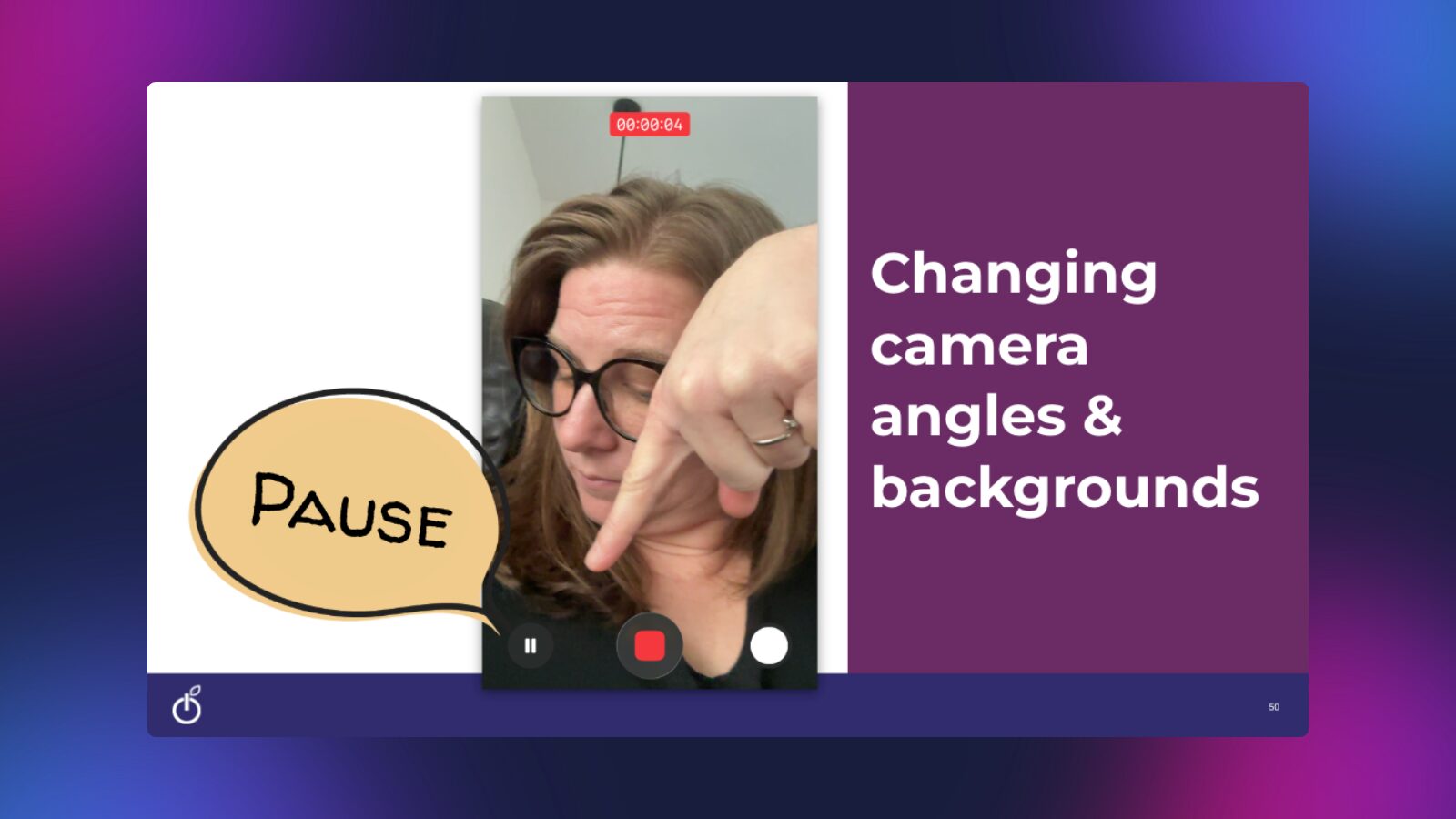 Short-form video example showing a creator filming with a phone camera and demonstrating how changing camera angles and backgrounds can make videos more engaging.